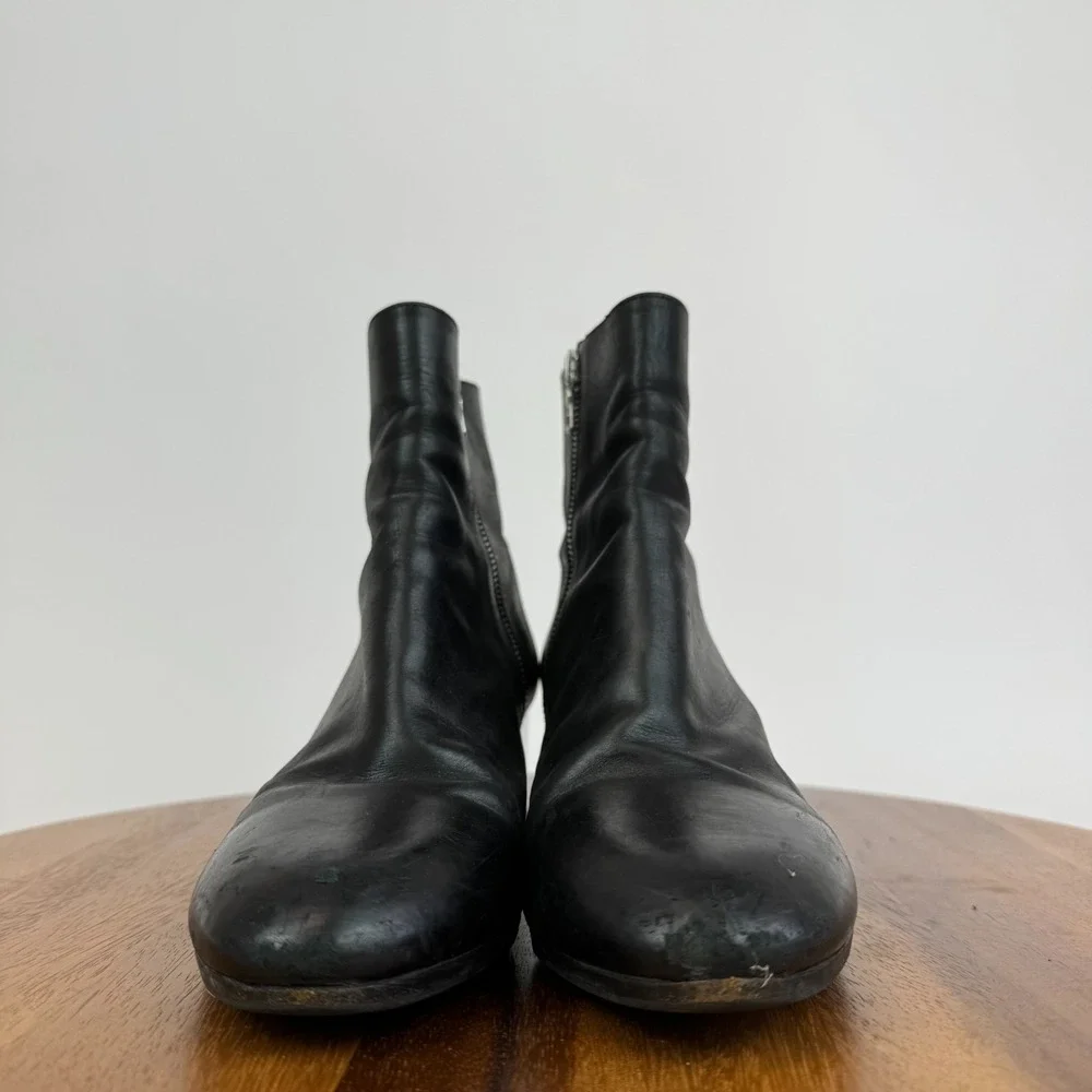 Womens‎ Dries Van Noten Black Lather Heeled Ankle Boots Booties Size 38 US 8 GUC
